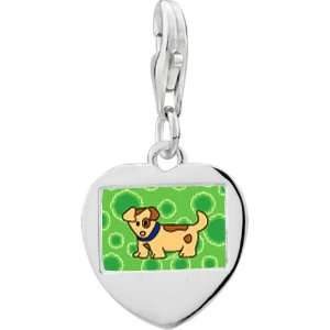   Sterling Silver Spotty Dog Photo Heart Frame Charm: Pugster: Jewelry