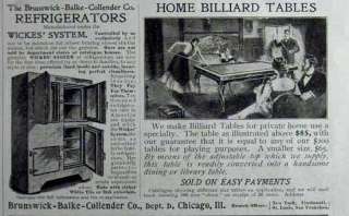   print advertising for Brunswick Balke Collender Home Billiard Tables