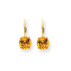  14k 7mm Citrine Leverback Earrings: West Coast Jewelry 