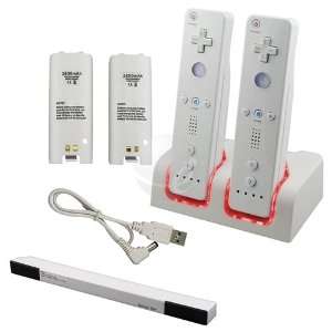   Wireless Remote Sensor Bar + Dual Remote Charger For Wii Video Games