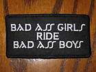 Bad A__ Girls Ride Bad A__ Boys Patch iron on sew on lady biker new