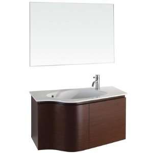   35.25 Inch White Stone Top Single Sink Vanity Set in Ironwood: Home