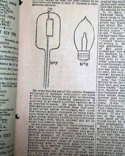 THOMAS EDISON Electric Light Bulbs PRINTS 1891 Newspaper  