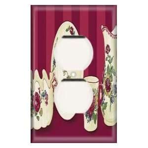    Single Duplex Outlet Plate   Red Rose Dinnerware