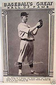 Grover Alexander Baseball Great Old Hall Of Fame Card  