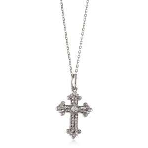   Faithfully Yours Diamond 14k White Gold Small Byzantine Cross, 16