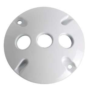   Three Hole Round Metal Lampholder Cover, White