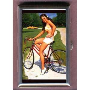  PIN UP GIRL BICYCLE FINE ART Coin, Mint or Pill Box Made 