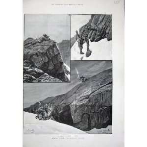  1890 Rocky Mountains Sheep Goat Hunting Man Rifle Art 