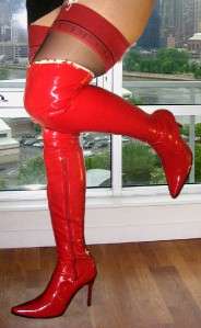 Thigh Boots Well Worn Thrashed, Used Red Size 5.5  