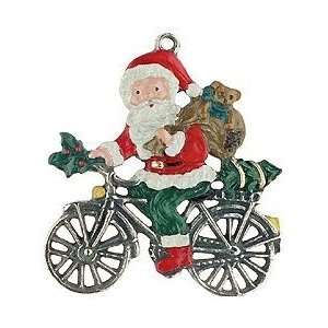  Santa on Bike German Pewter Christmas Tree Ornament: Home 