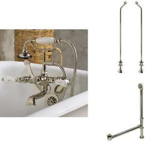 Tub Faucet with Hand Shower, Supplies for Copper Pipe, & Drain   Lever 