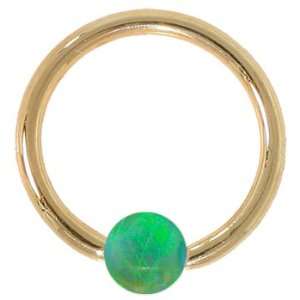   Lime Opal Solid 14kt Yellow Gold Captive Bead Ring   5mm Ball Jewelry