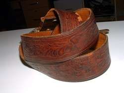   BROWN TOOLED Indian Leather BEATNIK Cowboy WESTERN Belt 38 40  