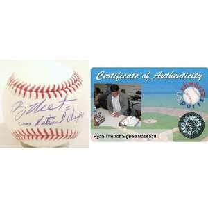  Ryan Theriot Signed MLB Baseball w/2000 Champs Sports 