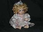 BEAUTIFUL 8 INCH TALL BLONDE HAIR BLUE EYES PORCELAIN DOLL IN WHITE 