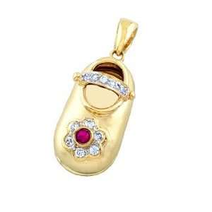   Romante 14K Baby Shoe Charm Select a Birthstone Yellow Gold: Jewelry