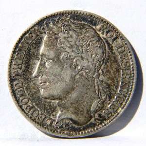 BELGIUM, Leopold Premier: 1844 silver 1 Franc; RARE  