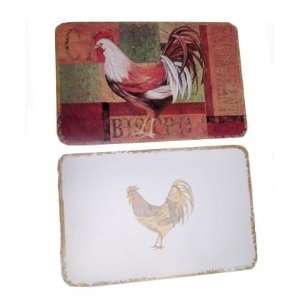 Bistro Cafe Rooster 2 sided Placemat vinyl 4pc 