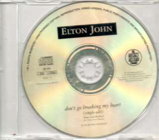   John & Ru Paul   Dont Go Breaking My Heart   DJ PROMO CD 1994  