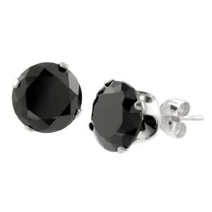  Tressa Sterling Silver Black CZ Round Earrings: Jewelry