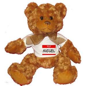  HELLO my name is MIGUEL Plush Teddy Bear with WHITE T 