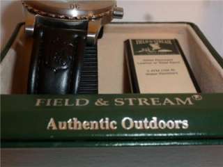 Field & Stream Authentic Outdoors Wrist Watch Black Leather Band MIB 