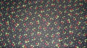 Black w/Red Cherry Cherries Curtain Valance  