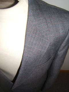 Browning Kingelo mens suit 41 R Regular wool glen plaid  