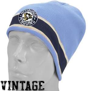   Pittsburgh Penguins Light Blue Vintage Knit Beanie: Sports & Outdoors