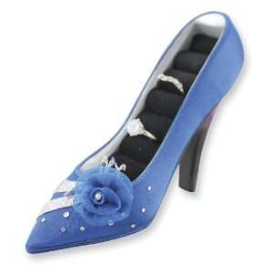  Blue Elegant Rose High Heel Shoe Ring Holder: Jewelry