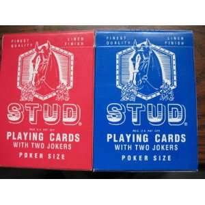   Decks Stud Old Style Playing Cards Red Blue Linen Poker Regular index