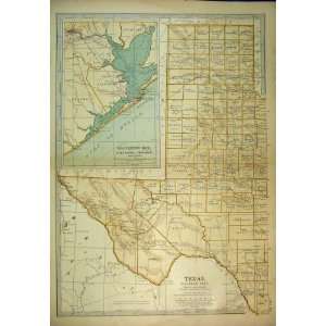  C1902 Map Texas America Galveston Bay Houston Northrup 
