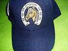 LUCKY HORSESHOE BASEBALL CAP HAT NAVY BLUE ADJUSTABLE