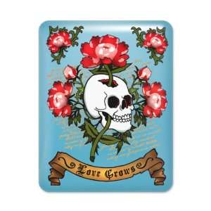  iPad Case Light Blue Love Grows Flowers And Skull 