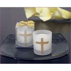  Gold Cross Glitter Candle   Wedding Party Favors
