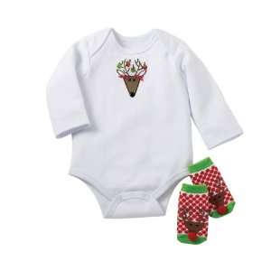    122500 Mudpie Reindeer Socks and Crawler set 0 6 months Baby