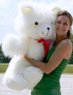   Fuzzy White Teddy Bear 3 Foot Big Plush   Made in the USA America