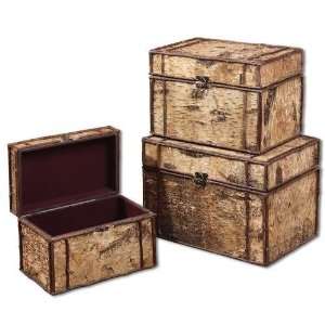  UT19114   Birch Bark Boxes   Set of Three Kitchen 