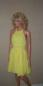 68 Victoria Secret Yellow Pleated Halter Play Dress 6  