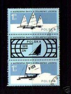 POLAND   1978   BOAT   ICE BOAT   PAIR + LABEL  