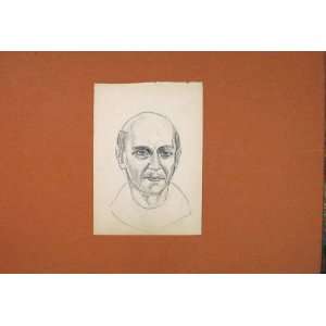  Priest Drawing Pencil Sketch Fine Old Art Antique
