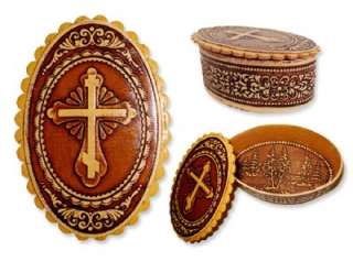 Russian Birch Rosary Box Cross Hand Made Gift Idea  