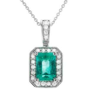 Colombian Emerald and Diamond necklace in 18kt white gold