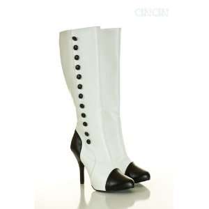   Cyber Button White Black Womens Knee Boots Size 7 