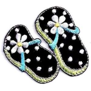 Flip Flops w/Daisies Embroidered Iron On Applique/Beach/Tropical 
