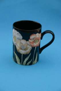 Fitz Floyd Midnight Poppy Coffee Mug Cup Black Japan  