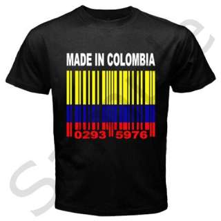 MADE IN COLOMBIA Colombian Bogotá Country Barcode Flag Black T shirt 