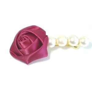 Beautiful Red Color Rose Pearl Edge Clamp Hair Accessories Hairclip