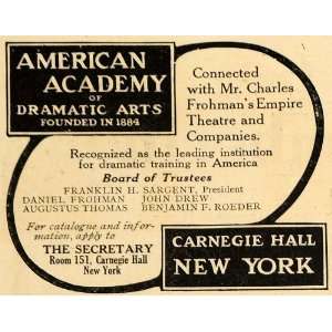 1911 Ad American Academy Dramatic Arts Carnegie Hall   Original Print 